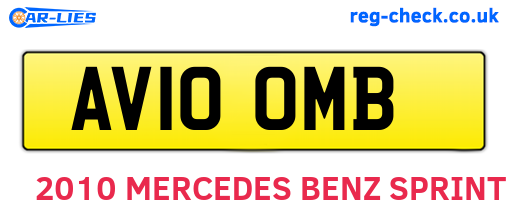 AV10OMB are the vehicle registration plates.