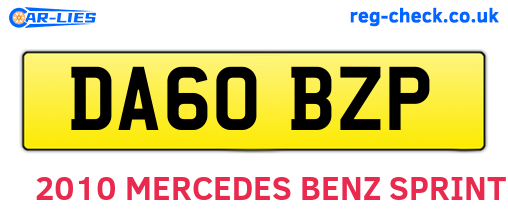 DA60BZP are the vehicle registration plates.