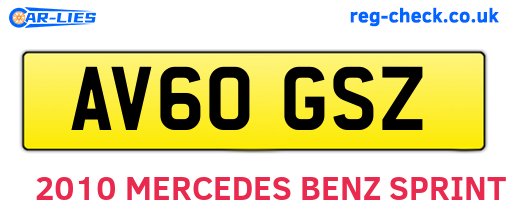 AV60GSZ are the vehicle registration plates.