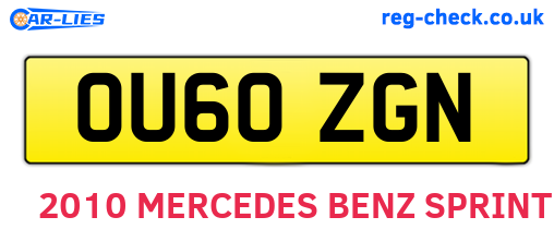 OU60ZGN are the vehicle registration plates.