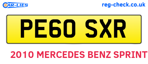 PE60SXR are the vehicle registration plates.