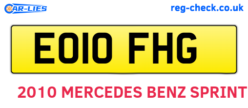 EO10FHG are the vehicle registration plates.