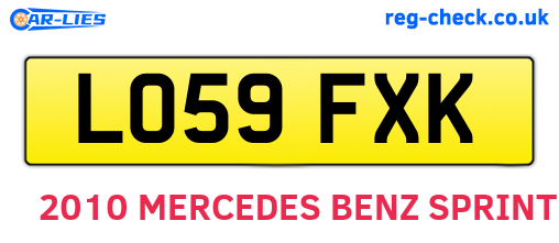 LO59FXK are the vehicle registration plates.