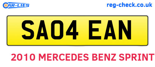 SA04EAN are the vehicle registration plates.