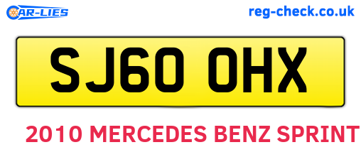 SJ60OHX are the vehicle registration plates.