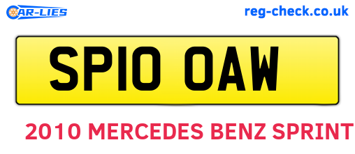 SP10OAW are the vehicle registration plates.