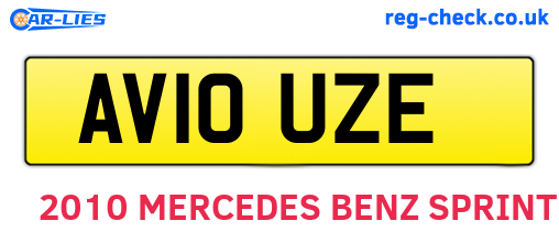 AV10UZE are the vehicle registration plates.