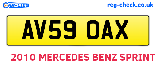 AV59OAX are the vehicle registration plates.