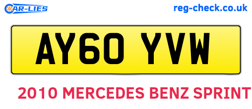 AY60YVW are the vehicle registration plates.