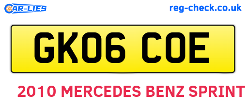 GK06COE are the vehicle registration plates.