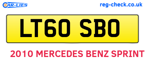LT60SBO are the vehicle registration plates.