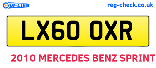 LX60OXR are the vehicle registration plates.