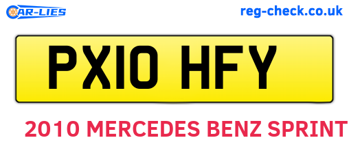 PX10HFY are the vehicle registration plates.