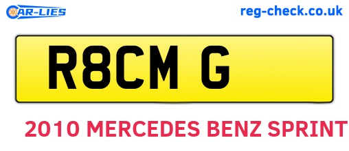 R8CMG are the vehicle registration plates.