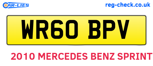 WR60BPV are the vehicle registration plates.