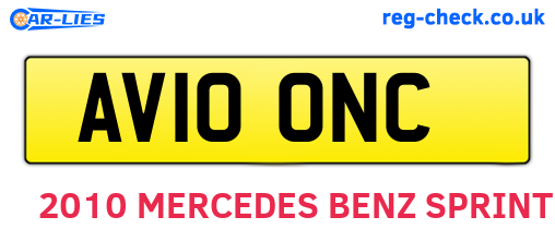 AV10ONC are the vehicle registration plates.