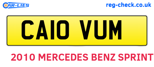 CA10VUM are the vehicle registration plates.