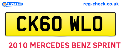 CK60WLO are the vehicle registration plates.