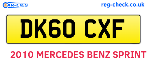 DK60CXF are the vehicle registration plates.