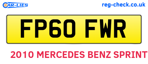 FP60FWR are the vehicle registration plates.
