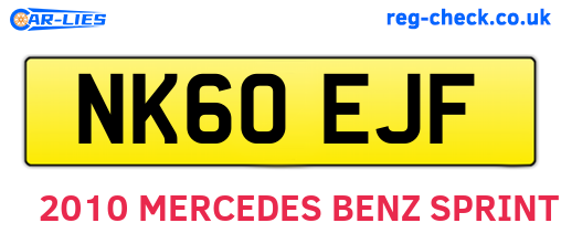 NK60EJF are the vehicle registration plates.