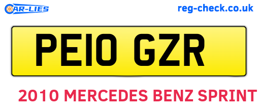 PE10GZR are the vehicle registration plates.