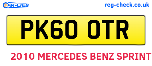 PK60OTR are the vehicle registration plates.