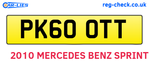 PK60OTT are the vehicle registration plates.
