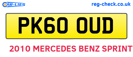 PK60OUD are the vehicle registration plates.