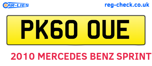 PK60OUE are the vehicle registration plates.