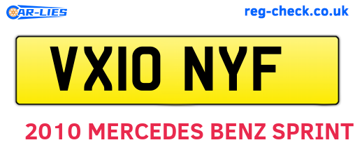 VX10NYF are the vehicle registration plates.