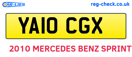YA10CGX are the vehicle registration plates.
