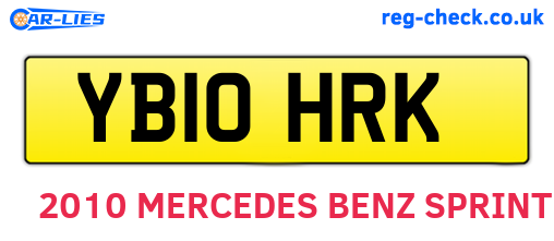 YB10HRK are the vehicle registration plates.