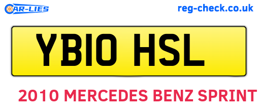 YB10HSL are the vehicle registration plates.