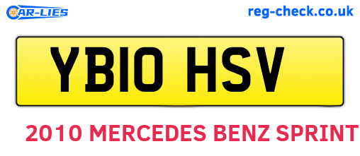 YB10HSV are the vehicle registration plates.