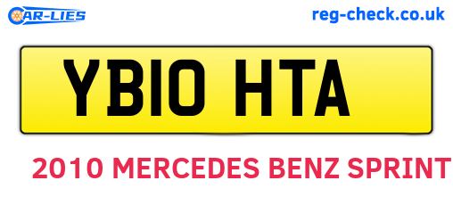 YB10HTA are the vehicle registration plates.