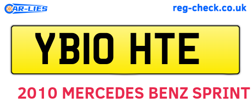 YB10HTE are the vehicle registration plates.