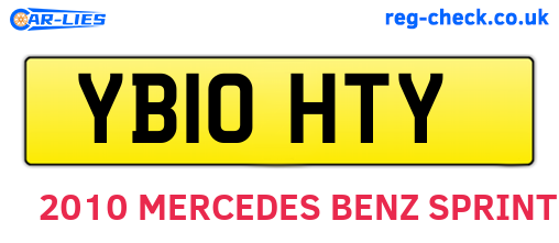 YB10HTY are the vehicle registration plates.