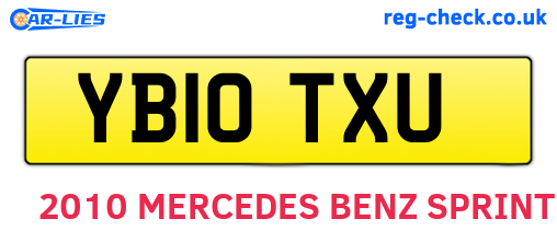 YB10TXU are the vehicle registration plates.