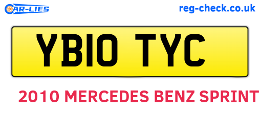 YB10TYC are the vehicle registration plates.