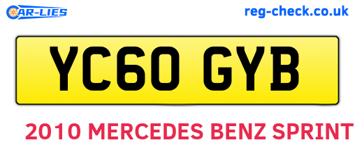 YC60GYB are the vehicle registration plates.