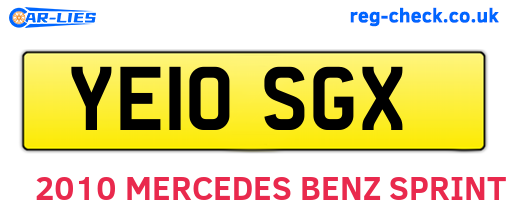 YE10SGX are the vehicle registration plates.