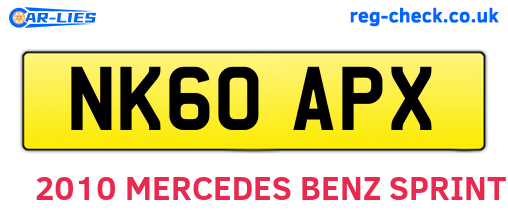 NK60APX are the vehicle registration plates.