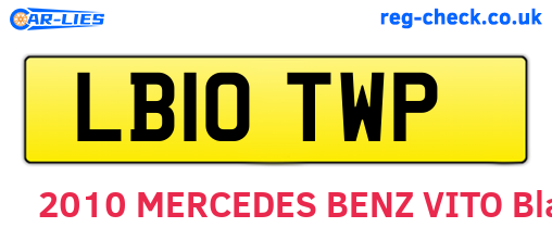 LB10TWP are the vehicle registration plates.
