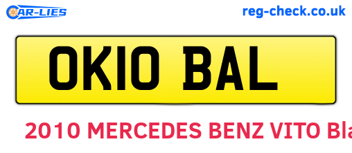 OK10BAL are the vehicle registration plates.