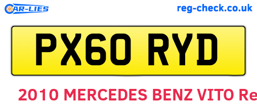 PX60RYD are the vehicle registration plates.