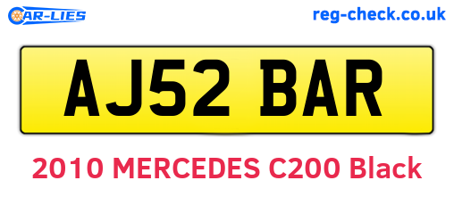 AJ52BAR are the vehicle registration plates.
