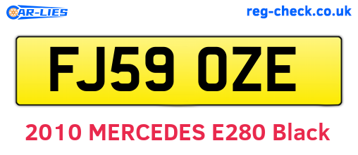 FJ59OZE are the vehicle registration plates.