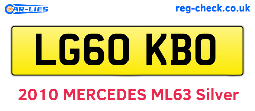 LG60KBO are the vehicle registration plates.
