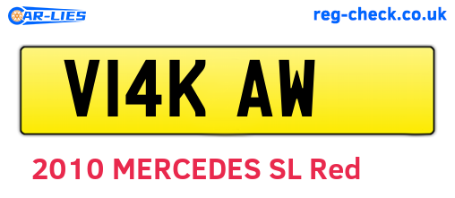 V14KAW are the vehicle registration plates.